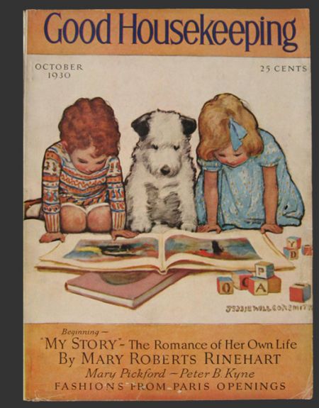1930 Good Housekeeping Cover ~ Jessie Willcox Smith ~ Kids & Dog Read