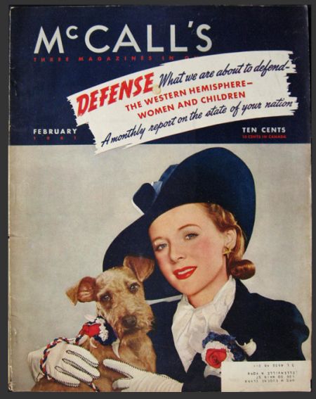 1941 McCall's Magazine Cover ~ Fashionable Woman & Airedale Terrier