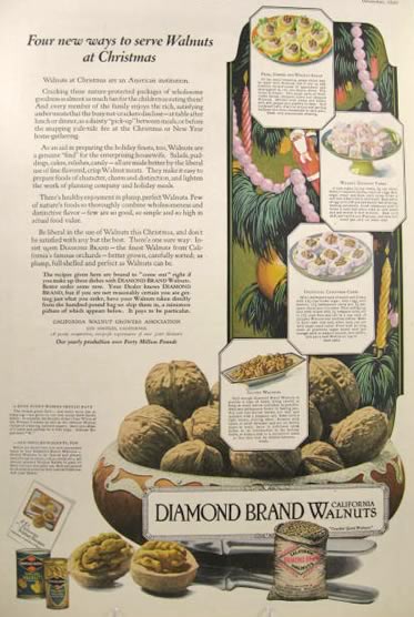 1920 Diamond Walnuts Ad ~ Ways to Serve at Christmas