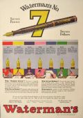 1929 Waterman's Fountain Pen Ad ~ Seven Points, Seven Dollars