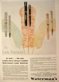 1930 Waterman's Fountain Pen Ad ~ Lady Patricia ~ Persian, Jet, Onyx