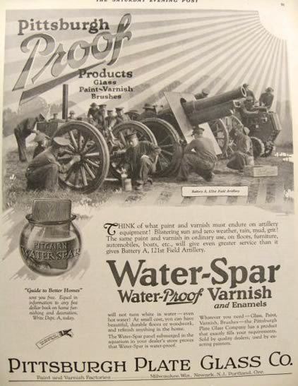 1925 Water-Spar Varnish Ad ~ Battery A, 121st Field Artillery