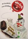 1947 Welch's Chocolate Covered Fudge Ad ~ Clown with Balloon